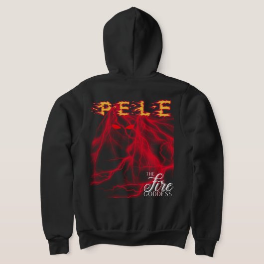 ペレハワイアンファイア女神ブラックフード付きスウェットシャツ パーカ (レイダウン裏面)
