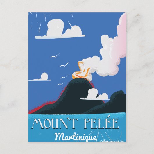 ペレ山, マルティニーク ビンテージ旅行ポスター ポストカード (正面)