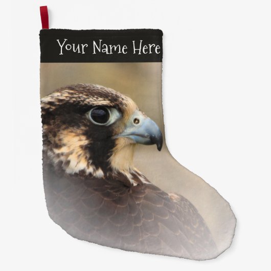 ペレ素晴らしグリン《鳥》ハヤブサのVignettedプロフィール ラージクリスマスストッキング (正面)