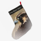 ペレ素晴らしグリン《鳥》ハヤブサのVignettedプロフィール ラージクリスマスストッキング (裏面 (吊り時))