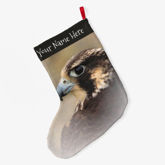 ペレ素晴らしグリン《鳥》ハヤブサのVignettedプロフィール ラージクリスマスストッキング (裏面 (吊り時))