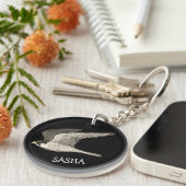 ペレ飛んでいるグリン《鳥》ハヤブサ色鉛筆名前をカスタムする キーホルダー (正面右)