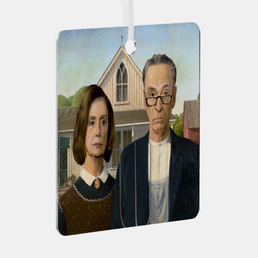 ペロシとシューマーのクリスマス装飾 メタルオーナメント (正面右)