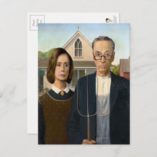 ペロシとシューマー・アメリカン・ゴシック ポストカード (正面/裏面)