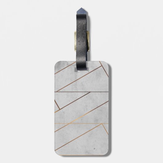 ペロニファイド灰色の大理石金ゴールド幾何学的 ラゲッジタグ (裏面縦)