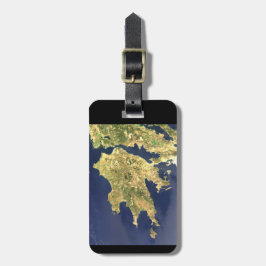 ペロポネスのギリシャ衛星地図 – 黒 ラゲッジタグ