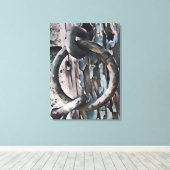 ペンおよびインクアンティークにおけるリングおよびフックスタイル キャンバスプリント (インサイチュ (ウッドフロア))