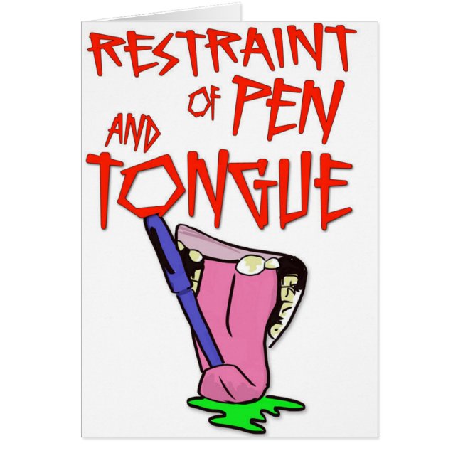 「ペンおよび舌」のおもしろいな節酒の制限カード (正面)