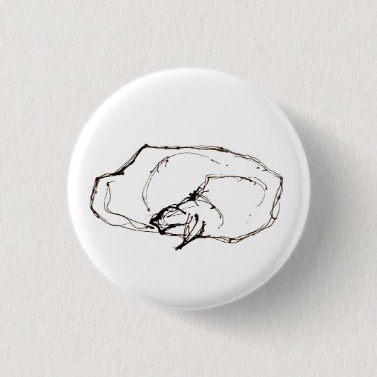 ペンとインクのアート寝猫の絵 缶バッジ (正面)