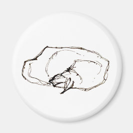 ペンとインクのアート眠り猫の絵 マグネット