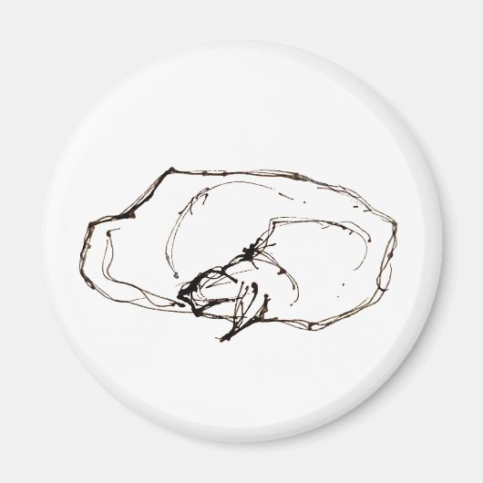 ペンとインクのアート眠り猫の絵 マグネット (正面)