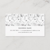 ペンとインクのデイジーとバラの花 名刺 (裏面)