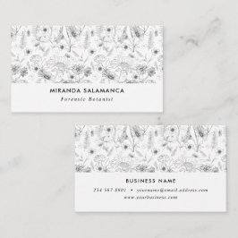 ペンとインクのデイジーとバラの花 名刺