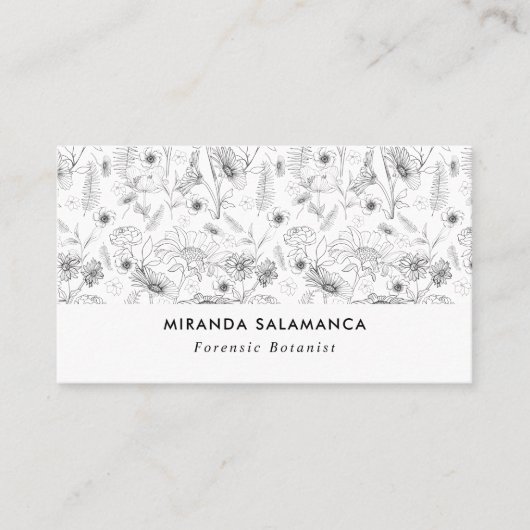 ペンとインクのデイジーとバラの花 名刺 (正面)