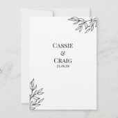 ペンとインクのバラ結婚式の日付を保存 招待状 (裏面)