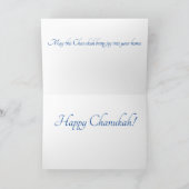 ペンとインクのファンシーハヌカー(ユダヤ教の祭り)(ユダヤ教)メノラーが青いフィールド シーズンカード (内部)