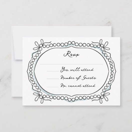 ペンとインクのリボンとパール 出欠カード (正面)