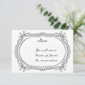 ペンとインクのリボンとパール 出欠カード (スタンド正面)