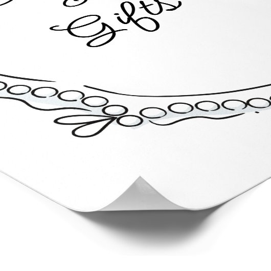 ペンとインクのリボンと真珠のカードのギフトサイン ポスター (角)