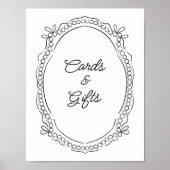 ペンとインクのリボンと真珠のカードのギフトサイン ポスター (正面)