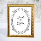 ペンとインクのリボンと真珠のカードのギフトサイン ポスター