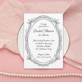 ペンとインクのリボンと真珠の代替文字 招待状