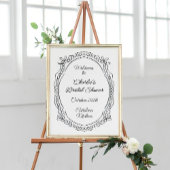 ペンとインクのリボンと真珠ウェルカムサイン ポスター