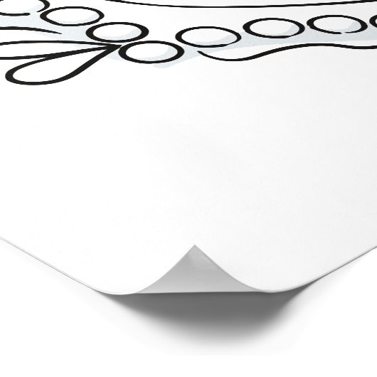 ペンとインクのリボンと真珠ウェルカムサイン ポスター (角)