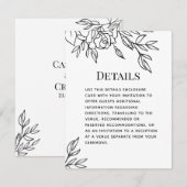 ペンとインクのローズ ウェディング 詳細 封入カード 招待状 (正面/裏面)