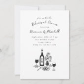 ペンとインクの手お洒落引きリハーサルディナー 招待状 (正面)