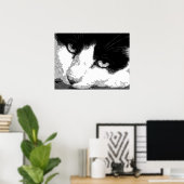 ペンとインクの猫 ポスター (ホームオフィス)