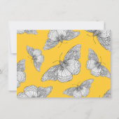 ペンとインクの蝶のパターン黄色の背景 サンキューカード (裏面)