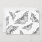 ペンとインクの蝶のパターン サンキューカード (裏面)