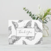 ペンとインクの蝶のパターン サンキューカード (スタンド正面)