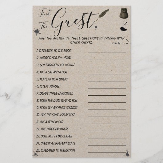 ペンとインクウェル |ゲストシャワーゲームカードの検索 チラシ (正面)