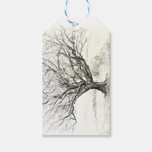 ペンとインクツリースケッチ ギフトタグ (正面)