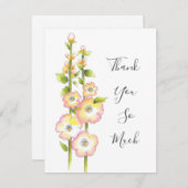 ペンと水の色Hollyhocks サンキューカード (正面/裏面)