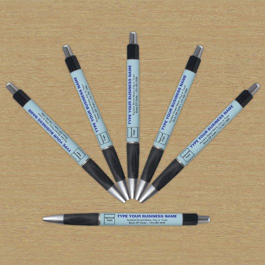 ペンにライトブルーのビジネスブランド ボールペン
