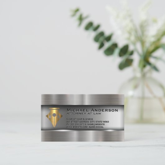 ペンのジャスティスはかりで測ロゴ |法律 名刺 (スタンド正面)