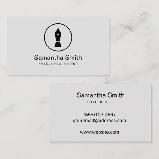 ペンのロゴのフリーランス・ライターおよび書道の作家 名刺 (正面/裏面)