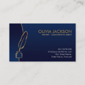 ペンの青と金ゴールド 名刺 (正面)