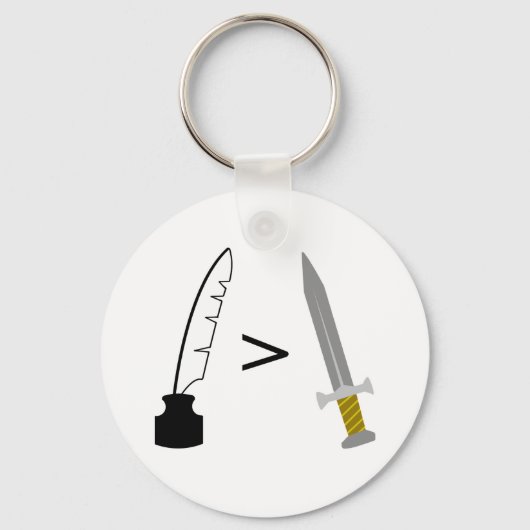 ペンは剣より強い キーホルダー (正面)
