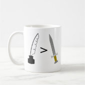 ペンは剣より強大です コーヒーマグカップ (左)