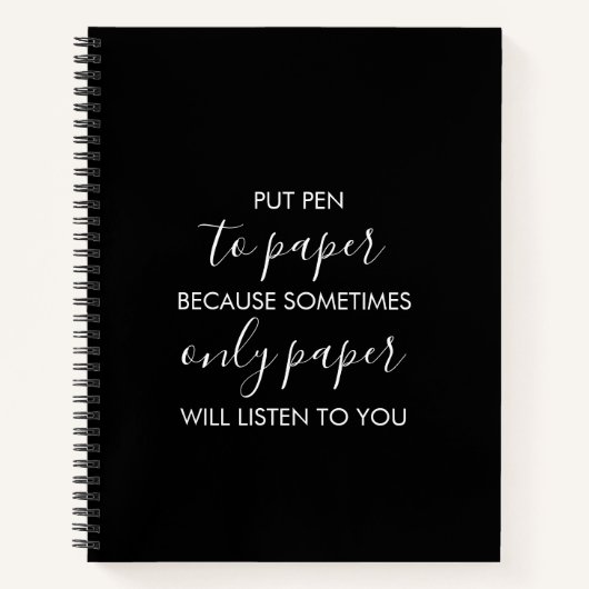 ペンを紙ブラックおもしろいノートに入れる ノートブック (正面)