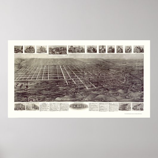 ペンアルギル， PAパノラママップ – 1916 ポスター (正面)