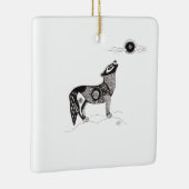 ペンアンドインクハウリングウルフオーナメント セラミックオーナメント (右)