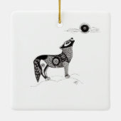 ペンアンドインクハウリングウルフオーナメント セラミックオーナメント (裏面)