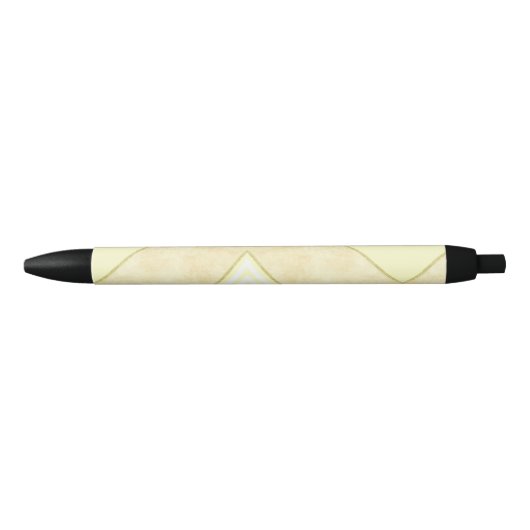 ペンオフィスとスクールペンベージュストライプ金ゴールド 青ボールペン (正面)