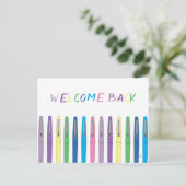 ペンカラフルようこそ新学期はがき ポストカード (スタンド正面)
