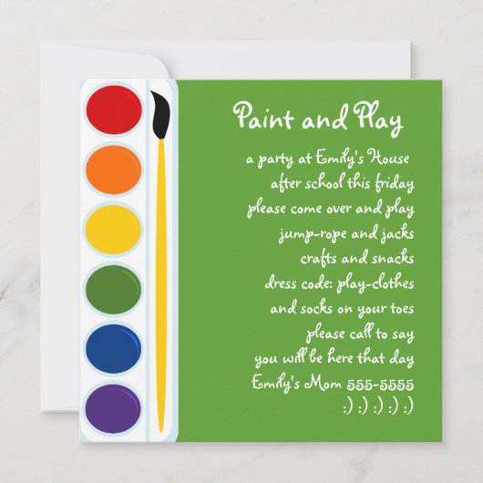 ペンキおよびブラシ 招待状 (正面)